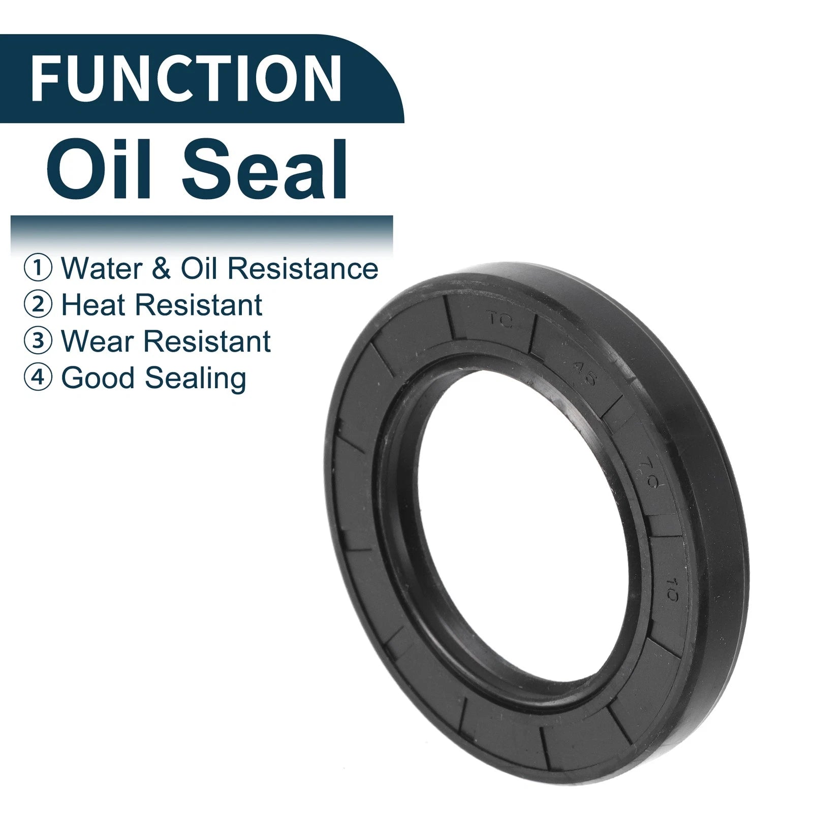 Set of 5 Oil Seal Ring 45x70x10mm NBR Rubber for Rotary Shaft