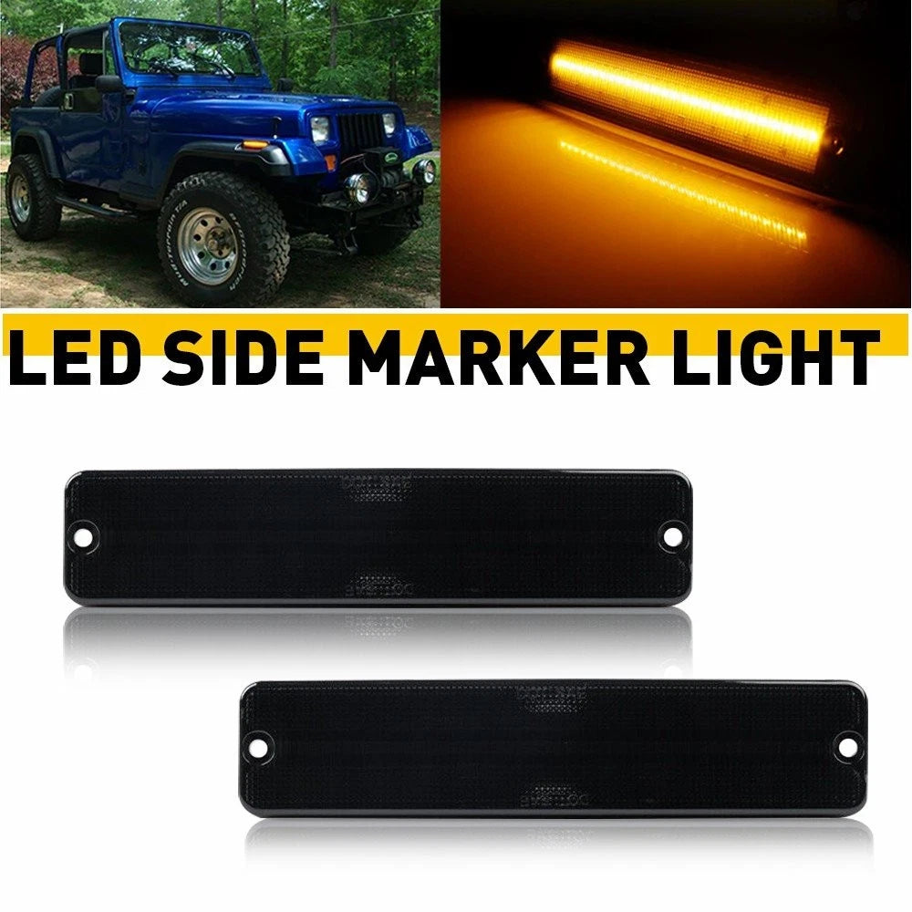 2X LED Side Marker Lights for Jeep Wrangler YJ (1987–1995) Amber Yellow