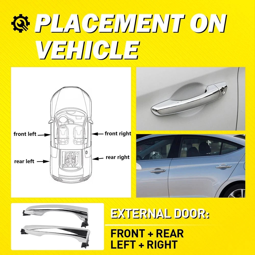 Set of 4 Chrome Outside Door Handles for Hyundai Elantra (2017–2020) PY