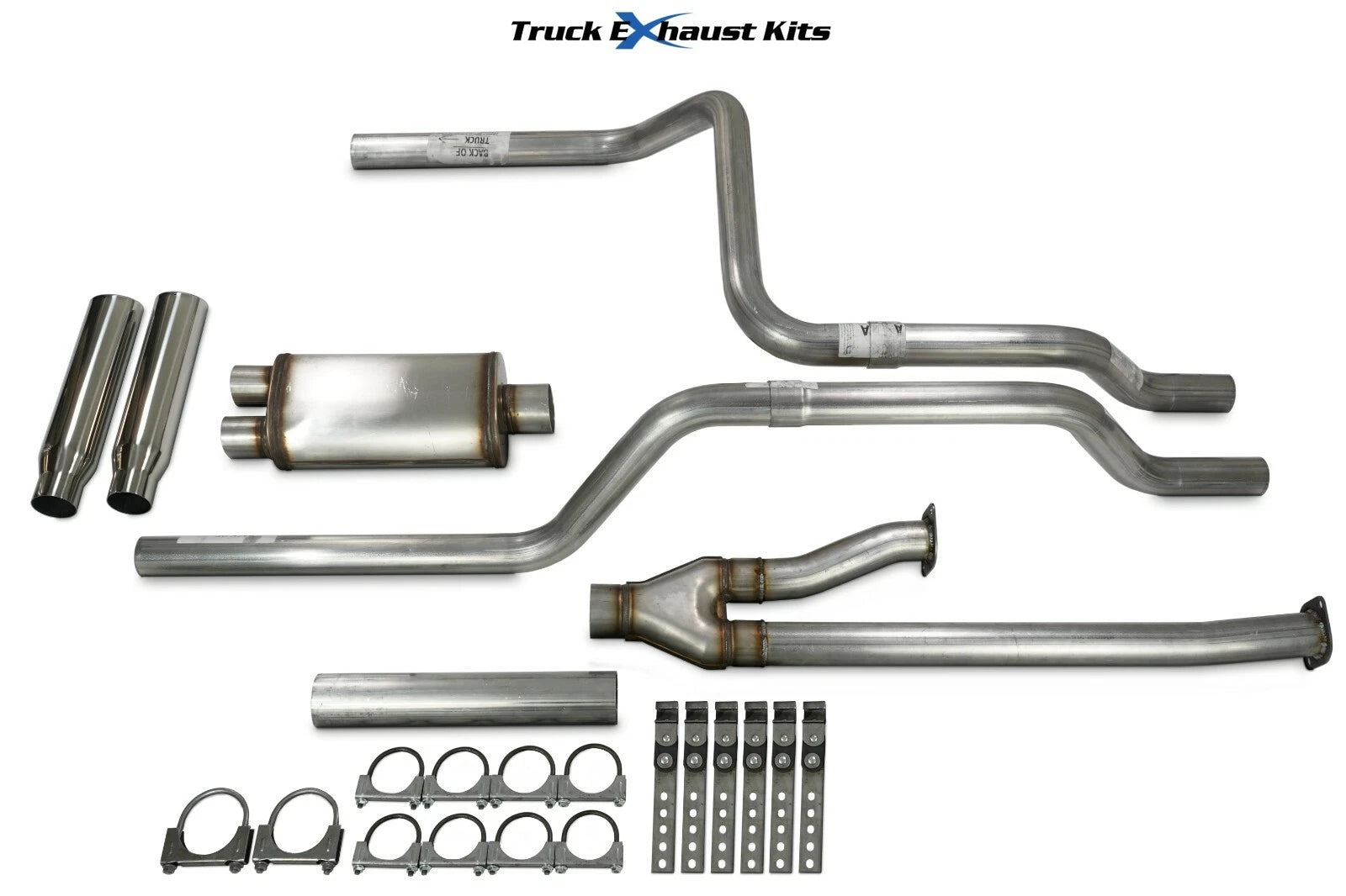 2.5" Dual Exhaust Kit for Toyota Tundra (2014–2021) Stainless Rear Rolled Tip