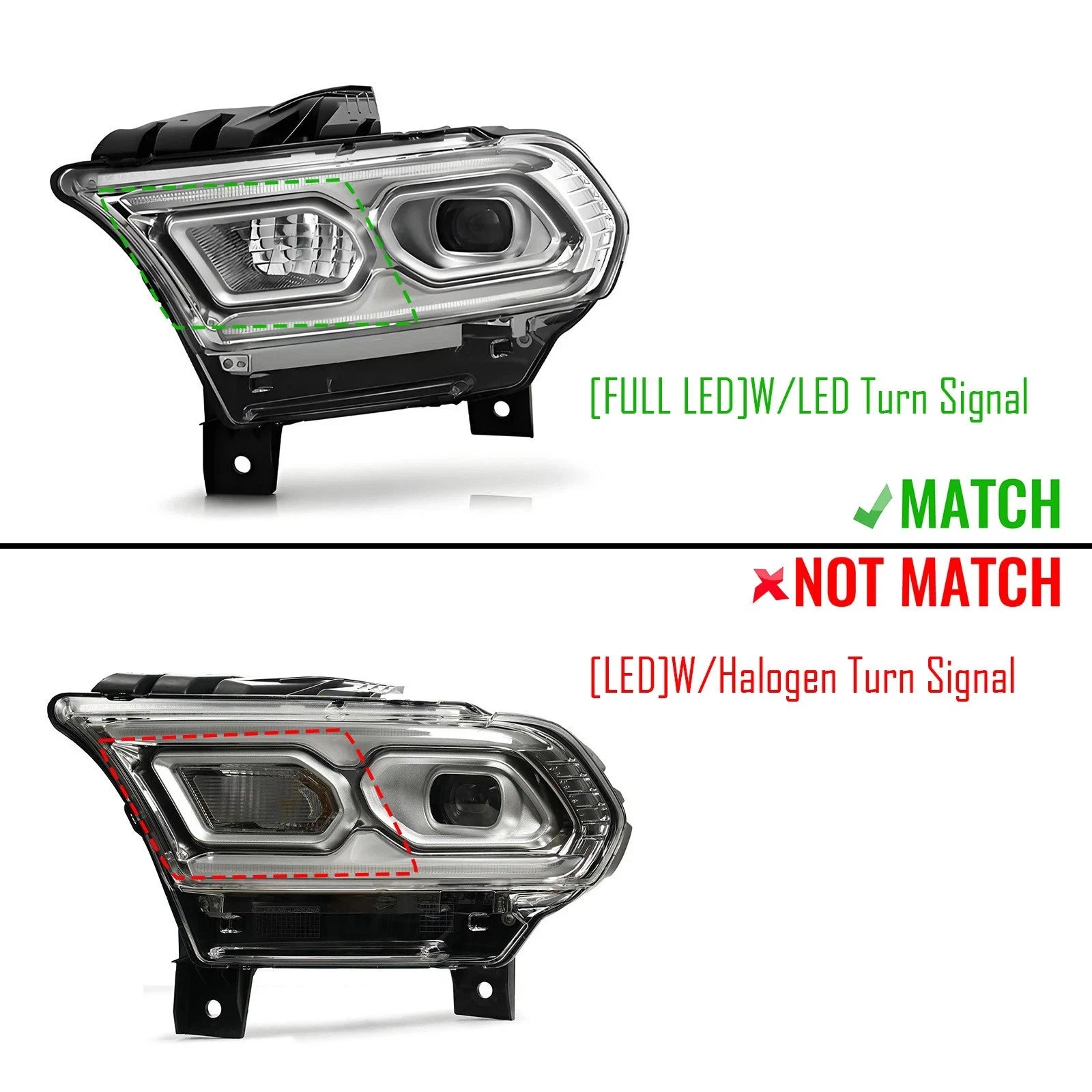 Set of 2 Chrome Full LED Headlights for Dodge Durango (2021–2025)