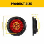 2X 4" 16-LED Round Tail Stop Brake Turn Signal Lights for Truck (EV)