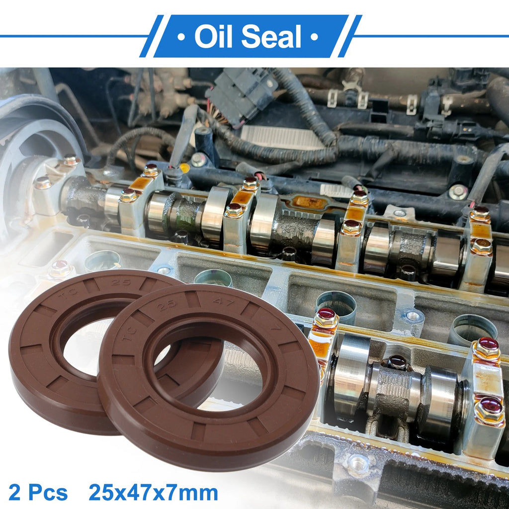 2X Oil Seal Rotary Shaft Seal for Various Models (25x47x7mm) FKM Rubber