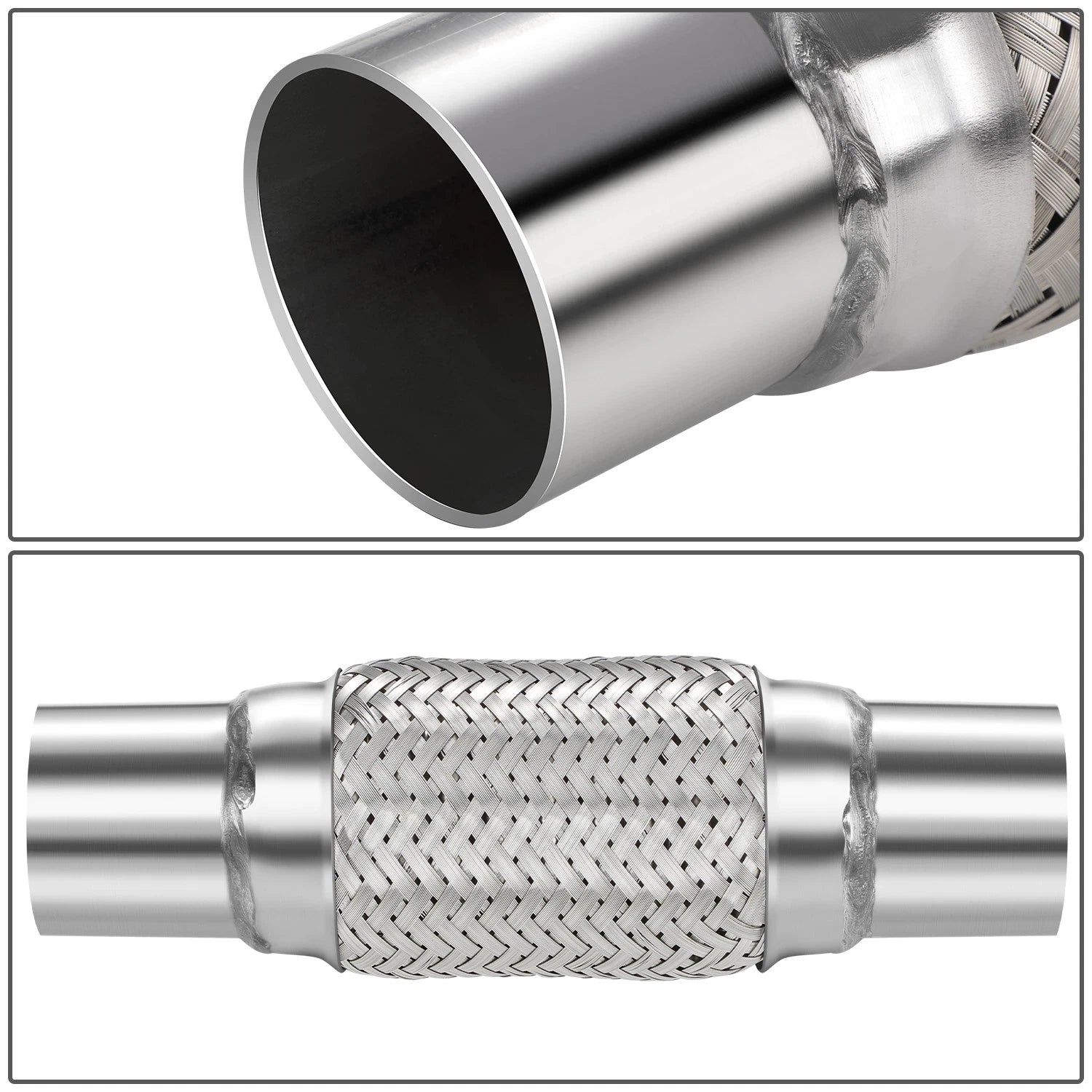 10" Double Braid Stainless Steel Flex Pipe for Custom Exhaust (2.25" OD)