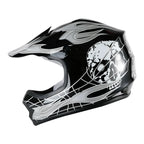 Youth Full Face Motocross Helmet Black Skull for Motorcycle S M L XL