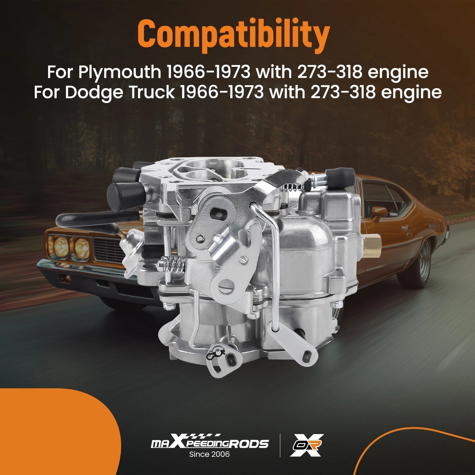 2X Carburetor 2 Barrel for Plymouth Dodge 273-318 (1966–1973) Manual Choke