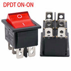 Rocker Switch with Red Neon Lamp for AC 250V/125V DPDT Contact