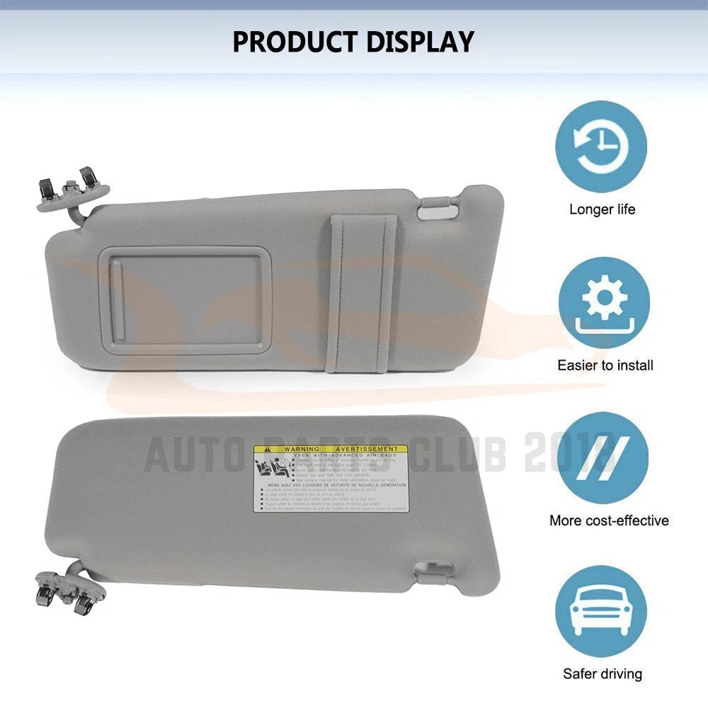Left Driver Side Sun Visor for Toyota Camry (2007-2011) Gray