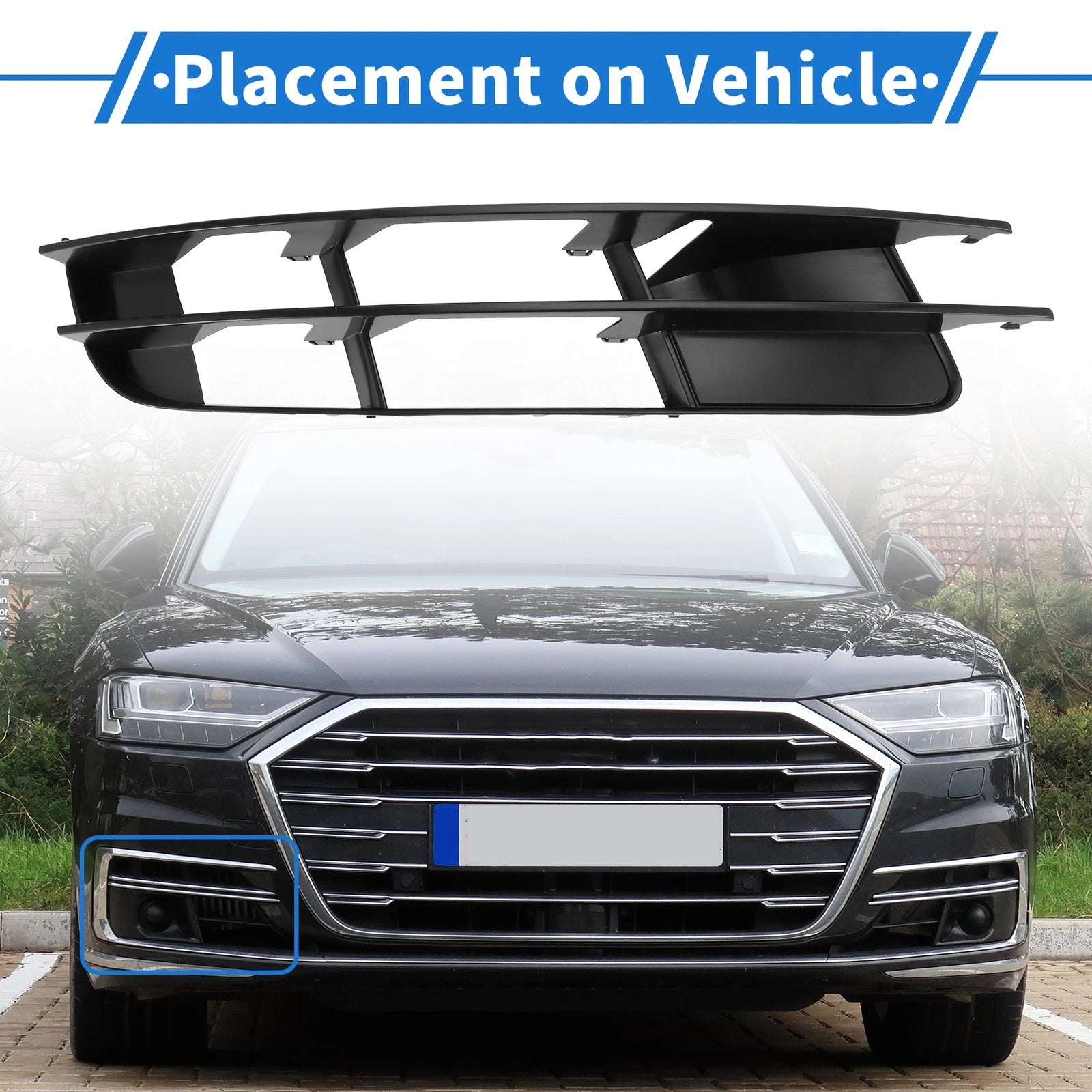 1pc Fog Light Grill for Audi Q7 (2007–2009) No. 4L0807682, ABS Black