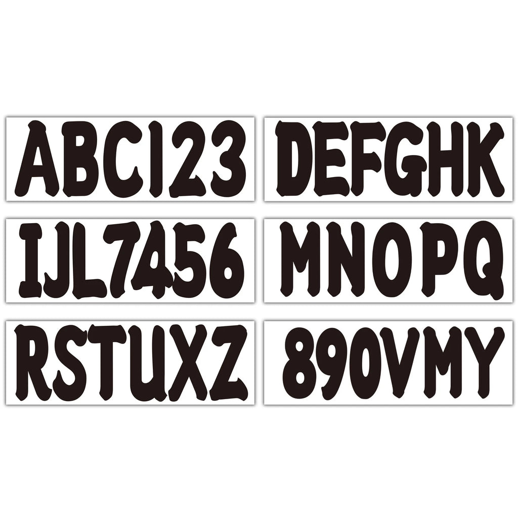Black Alpha-Numeric Registration Stickers Decals for Boat
