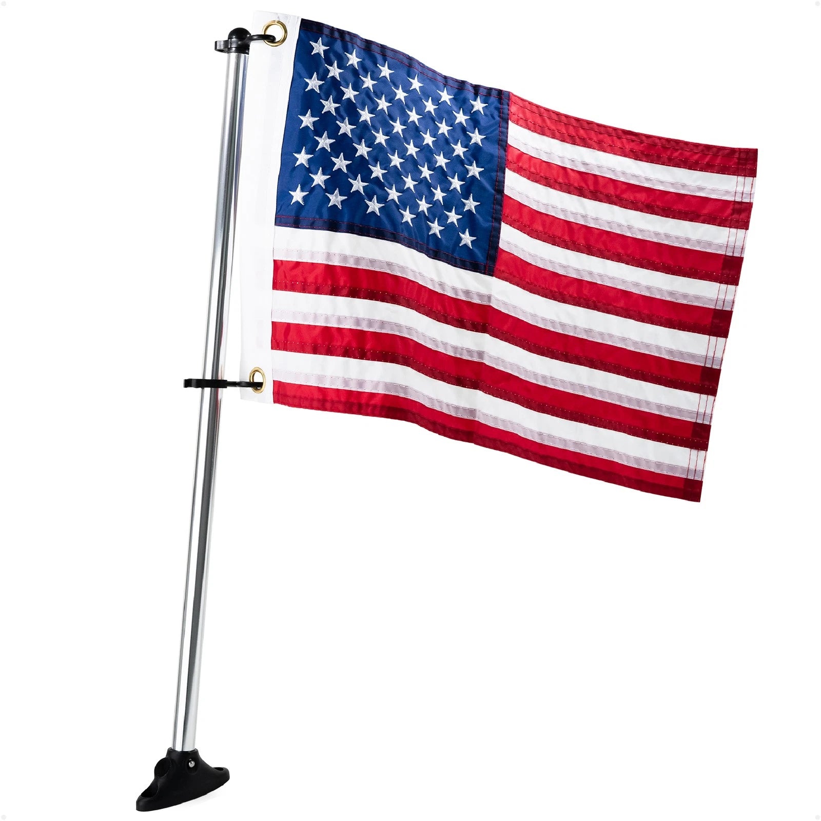 Pontoon Flag Pole Socket with US Flag Kit for Boats (12" x 18")