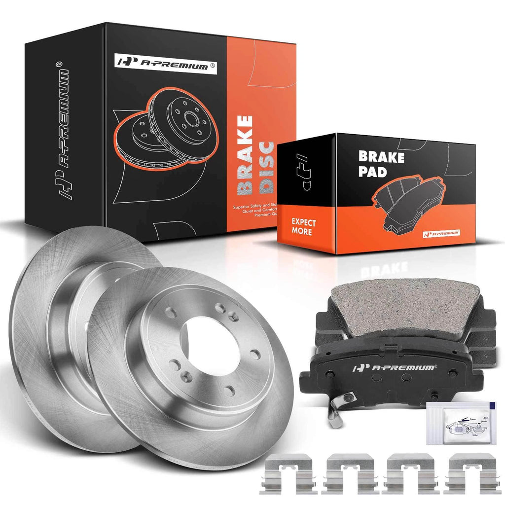 Set of 2 Rear Brake Rotors & Ceramic Pads for Hyundai Elantra Kia Forte