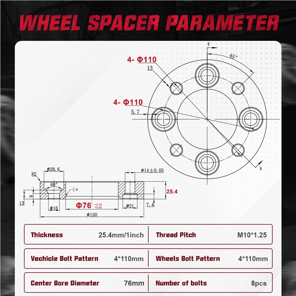 Wheel Spacer Set for Honda Foreman 450 (1998-2004)