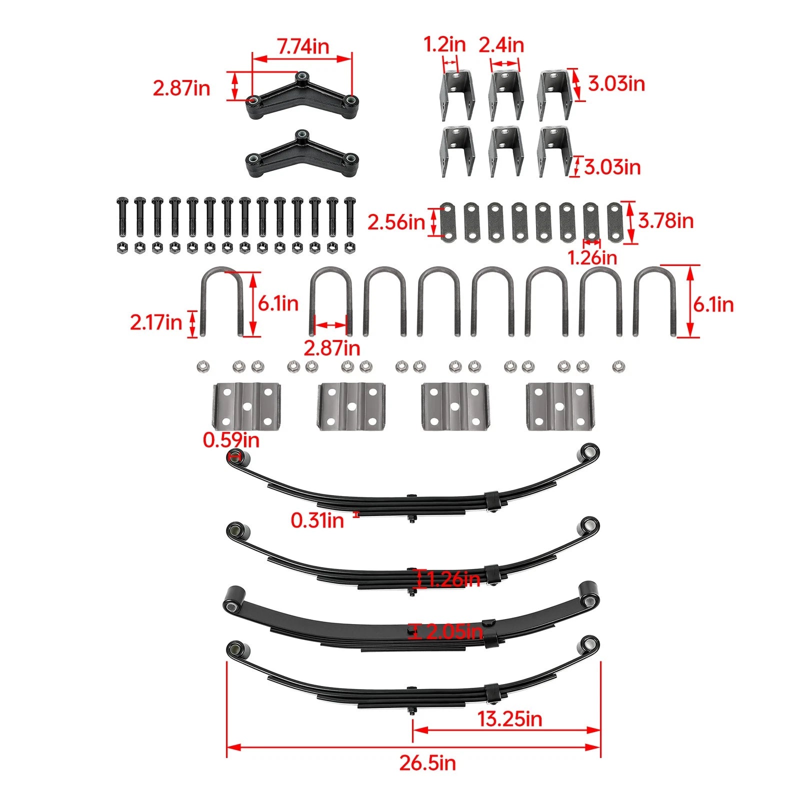 Tandem Trailer Axle Suspension Kit for Trailer (3500 lbs)
