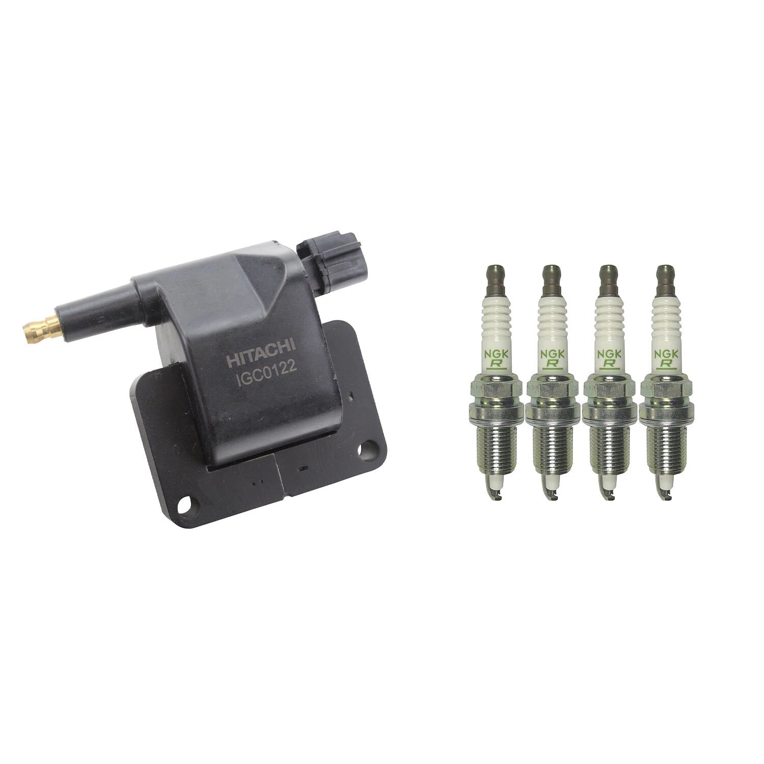 Set of 4 Hitachi Ignition Coils & NGK Spark Plugs for Dakota TJ Wrangler (1997–2006)