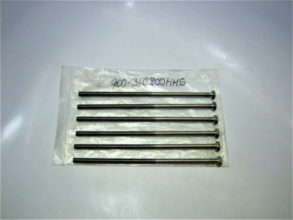Set of 6 Hex Head Bolts for Hardin Marine 900-31C800HHS (5/16"-18 x 8")