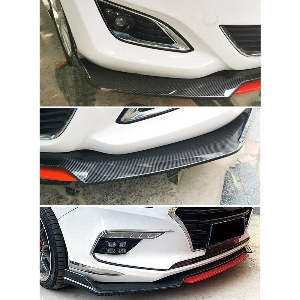 Carbon Fiber Look Front Bumper Lip Splitter Spoiler Body Kit for Universal Car