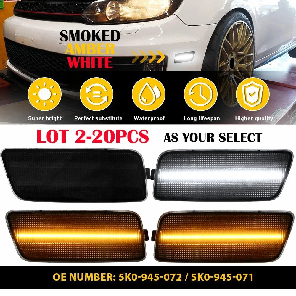 Set of 2 Front Side Marker Lights Smoked Lens for Volkswagen MK6 GTI (2010–2014) LED