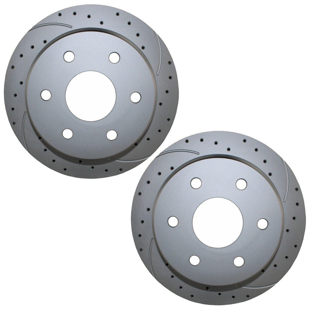 Pair of Drilled Coated 325mm Brake Rotors for Chevrolet GMC