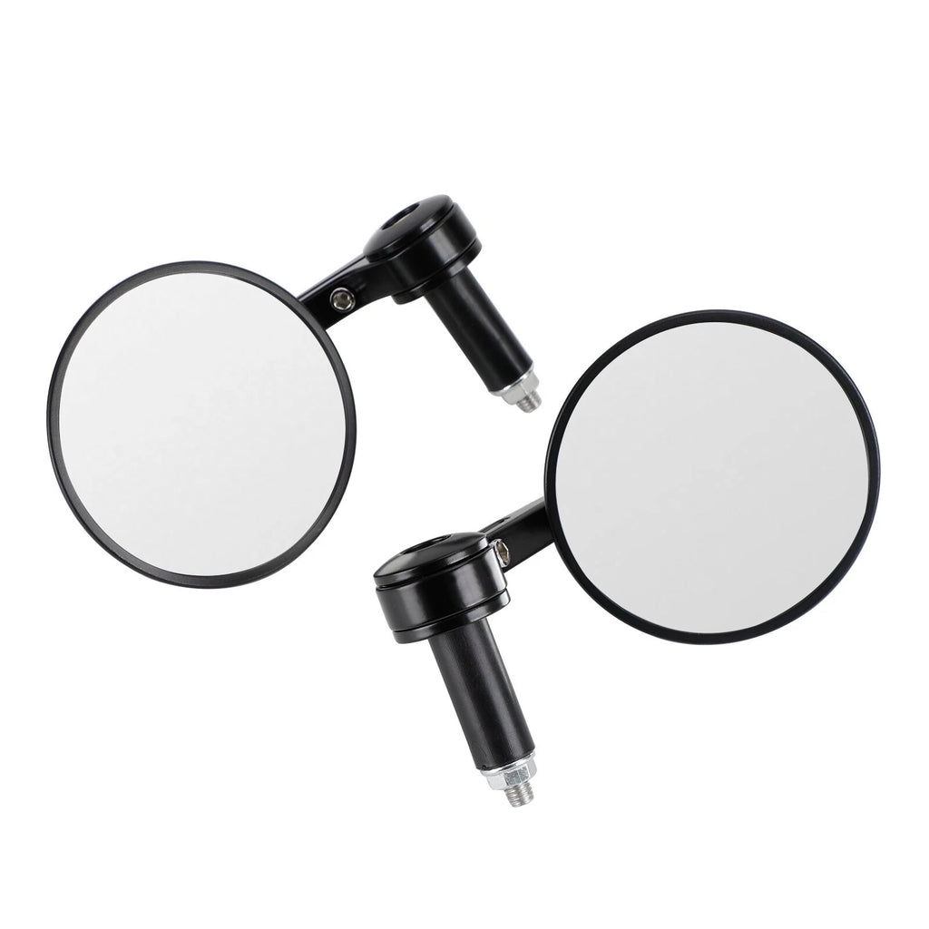 Handlebar End Mirrors for Custom Motorcycles (22mm 7/8") - Anti Glare Black Billet