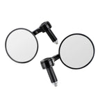 Handlebar End Mirrors for Custom Motorcycles (22mm 7/8") - Anti Glare Black Billet