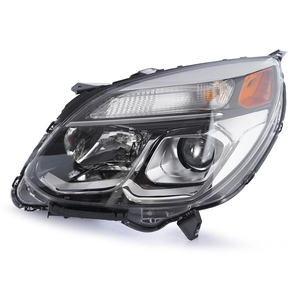 Halogen Headlight with Bulb Chrome Left Driver for Chevrolet Equinox (2016–2017)