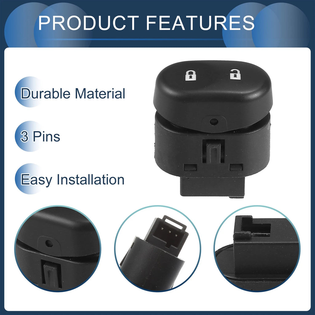 Door Lock Switch for Chevrolet Malibu (2008) No. 15835662 Black