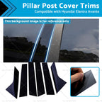 6PCS Black Pillar Post Cover Trims for Hyundai Elantra Avante (2021–2023)
