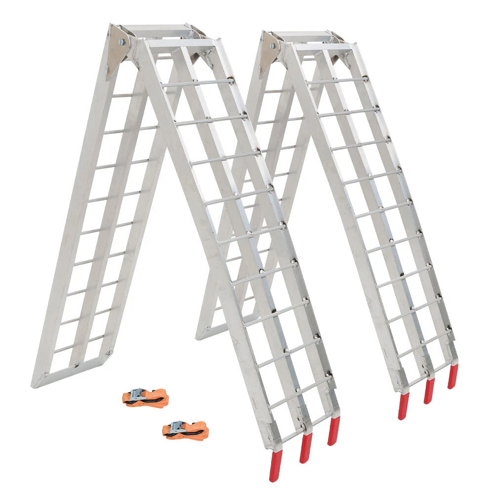 Set of 2 Aluminum Folding Loading Ramps for ATV UTV Truck Motorcycle Lawn Mower