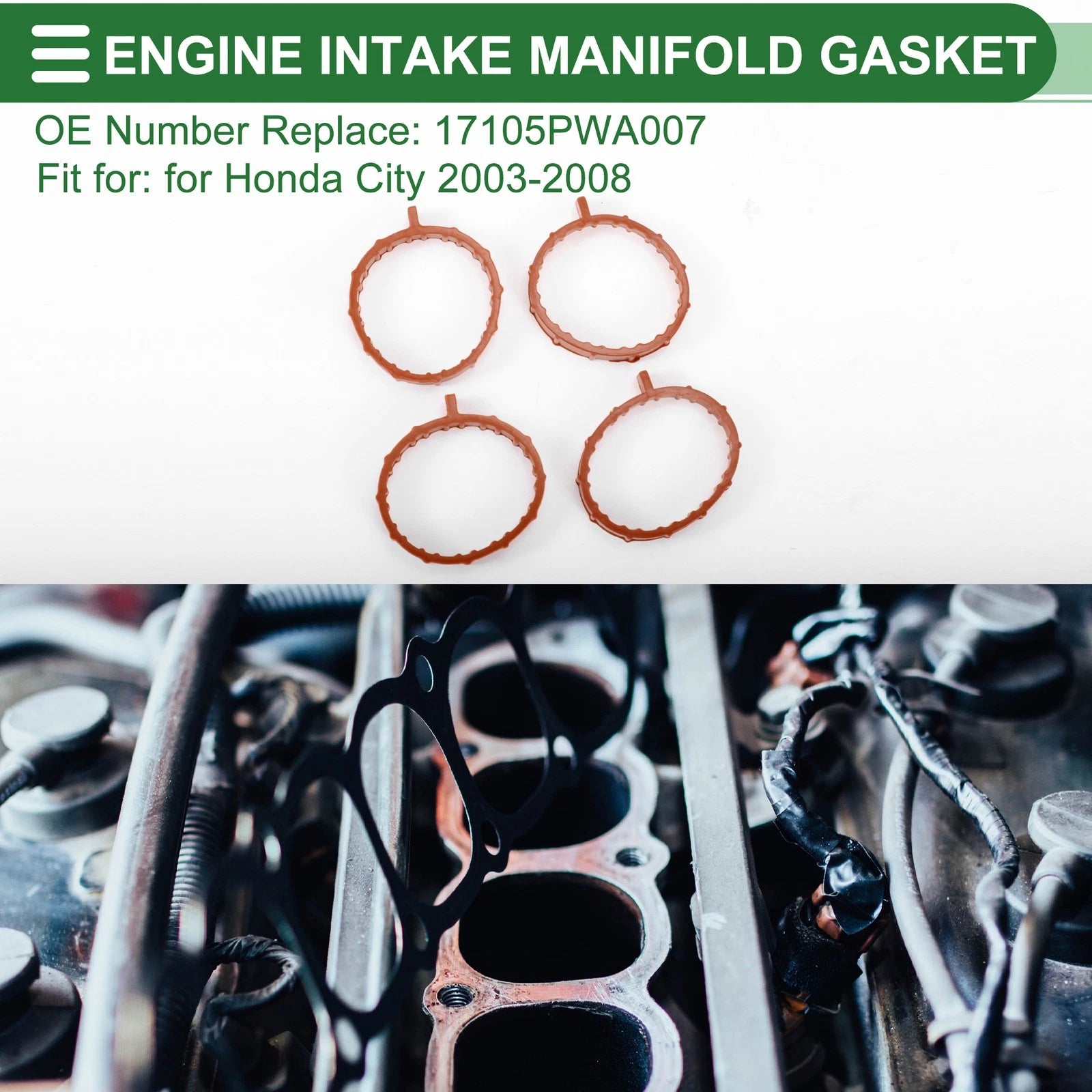 Engine Intake Manifold Gasket for Honda City (2003–2008) No. 17105PWA007