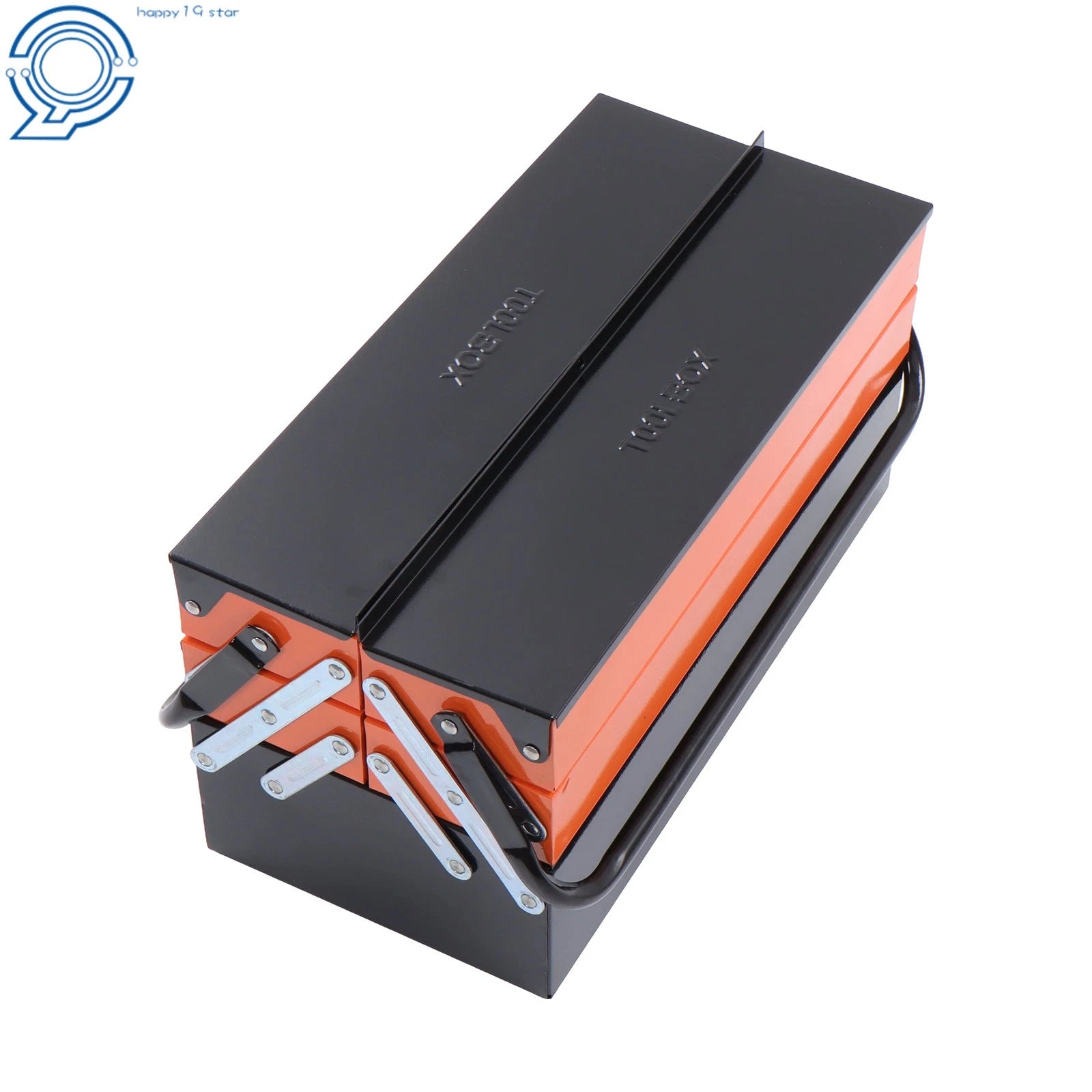 3-Tier Metal Tool Box for Portable Storage (16.5")