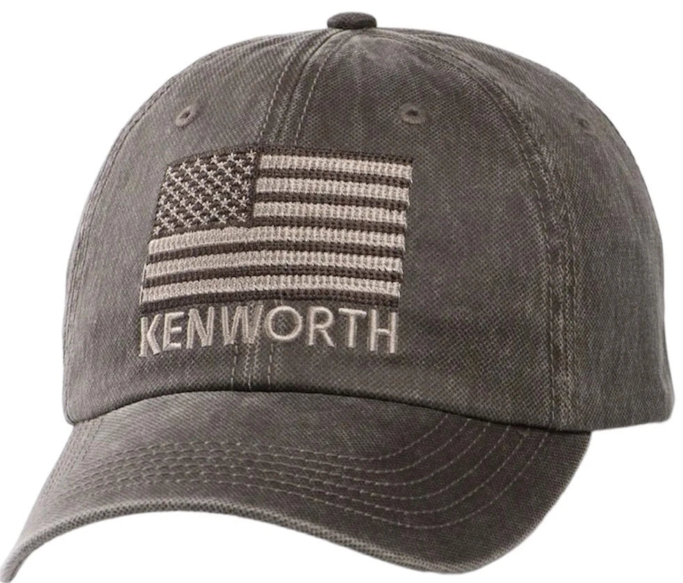 Tonal Flag Dark-Textured Oil Cloth Trucker Hat for Kenworth Trucks