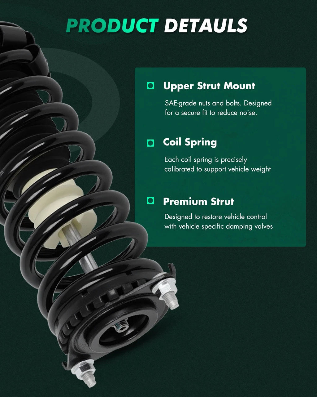 Rear Complete Struts Shocks w/ Spring Assembly for Subaru Outback (2000–2004)