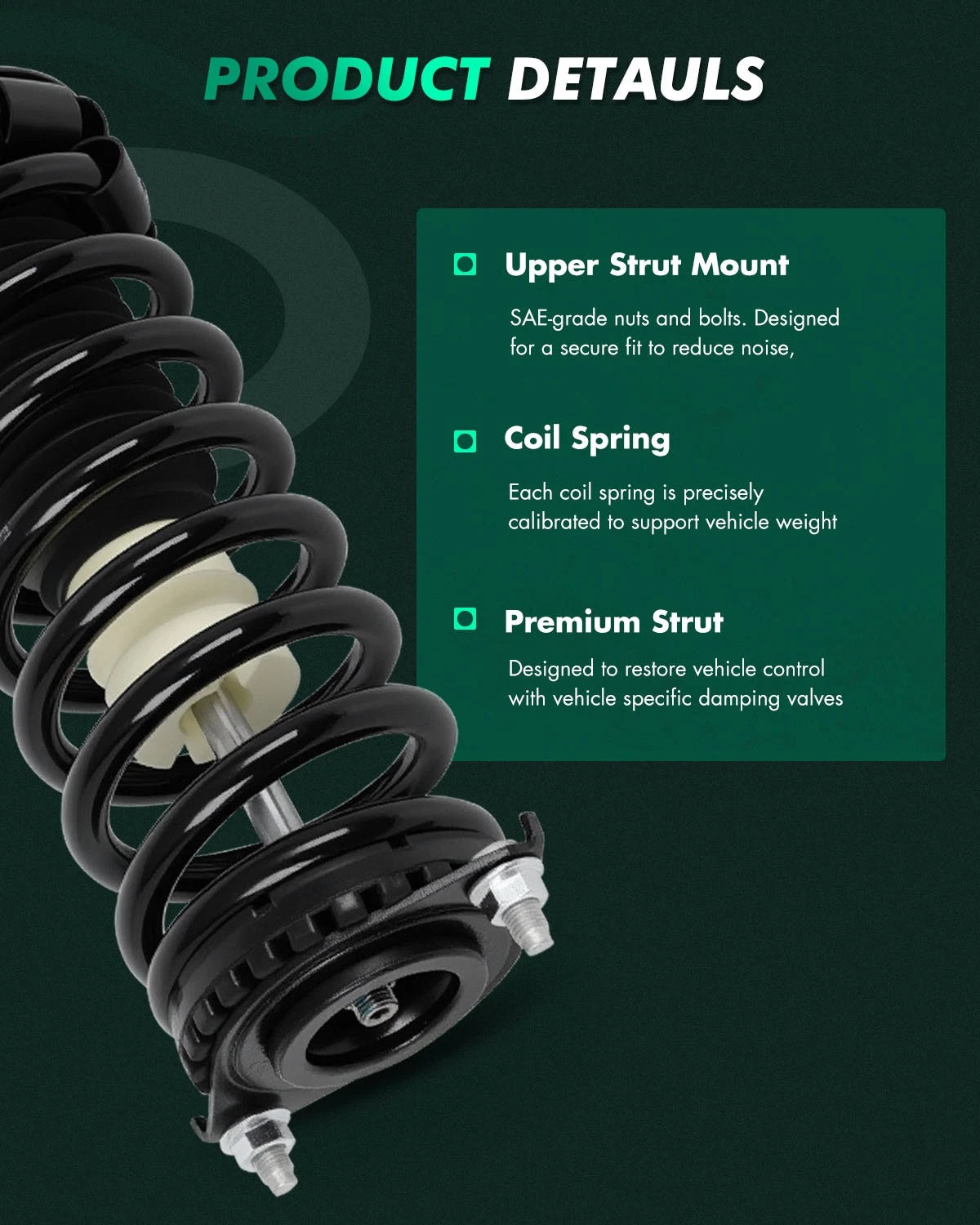 Rear Complete Struts Shocks w/ Spring Assembly for Subaru Outback (2000–2004)