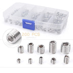 200PC Hex Socket Set Screws Assortment Kit for Automotive (M3 M4 M5 M6 M8)
