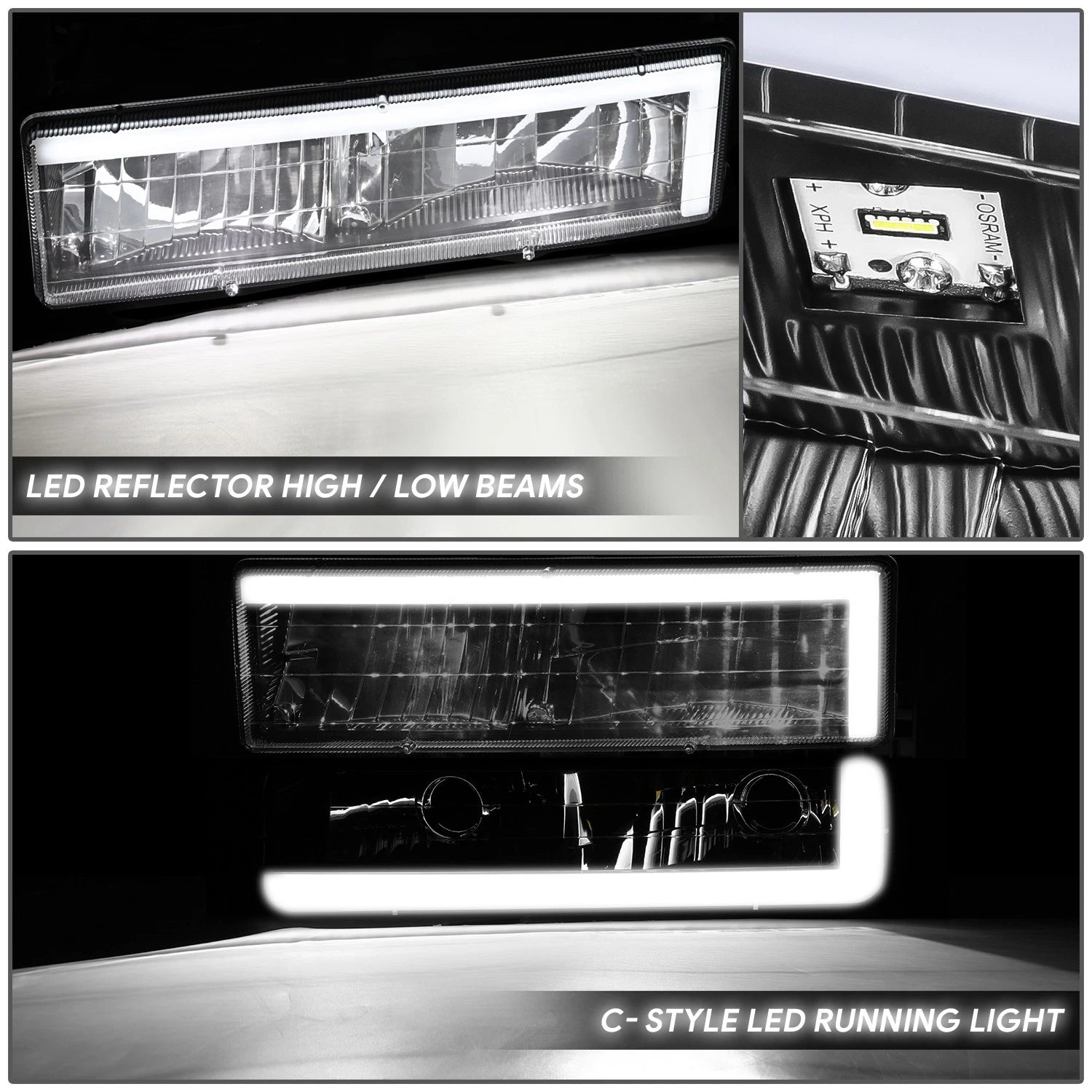 C-LED Headlight + Signal + Amber Corner Lamp for GMC C/K 1500-3500 (1994–2000)