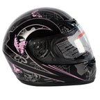 Full Face Motorcycle Helmet for Adult (S–XXL) - Pink Black Butterfly