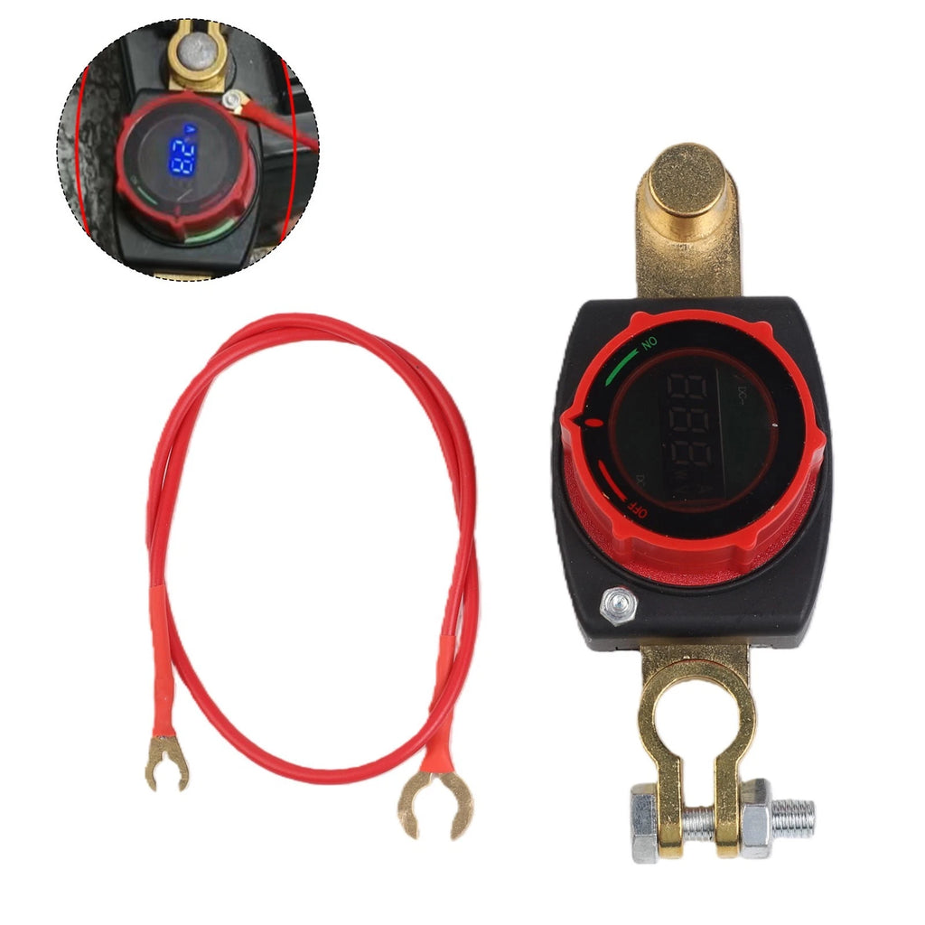 12V 500A Battery Disconnect Switch with Voltage Meter for Marine RV