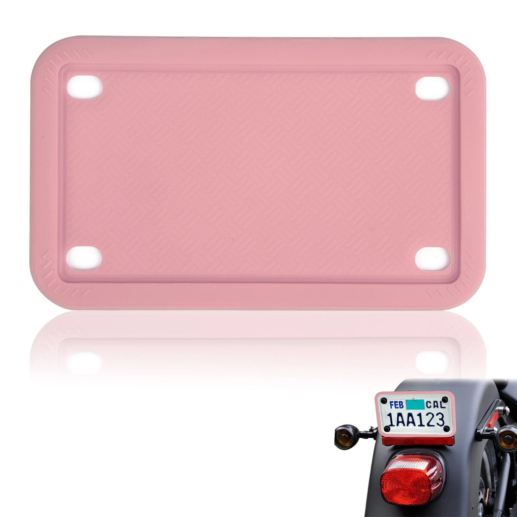 Pink Motorcycle Silicone License Plate Frame for Universal Fit (—)