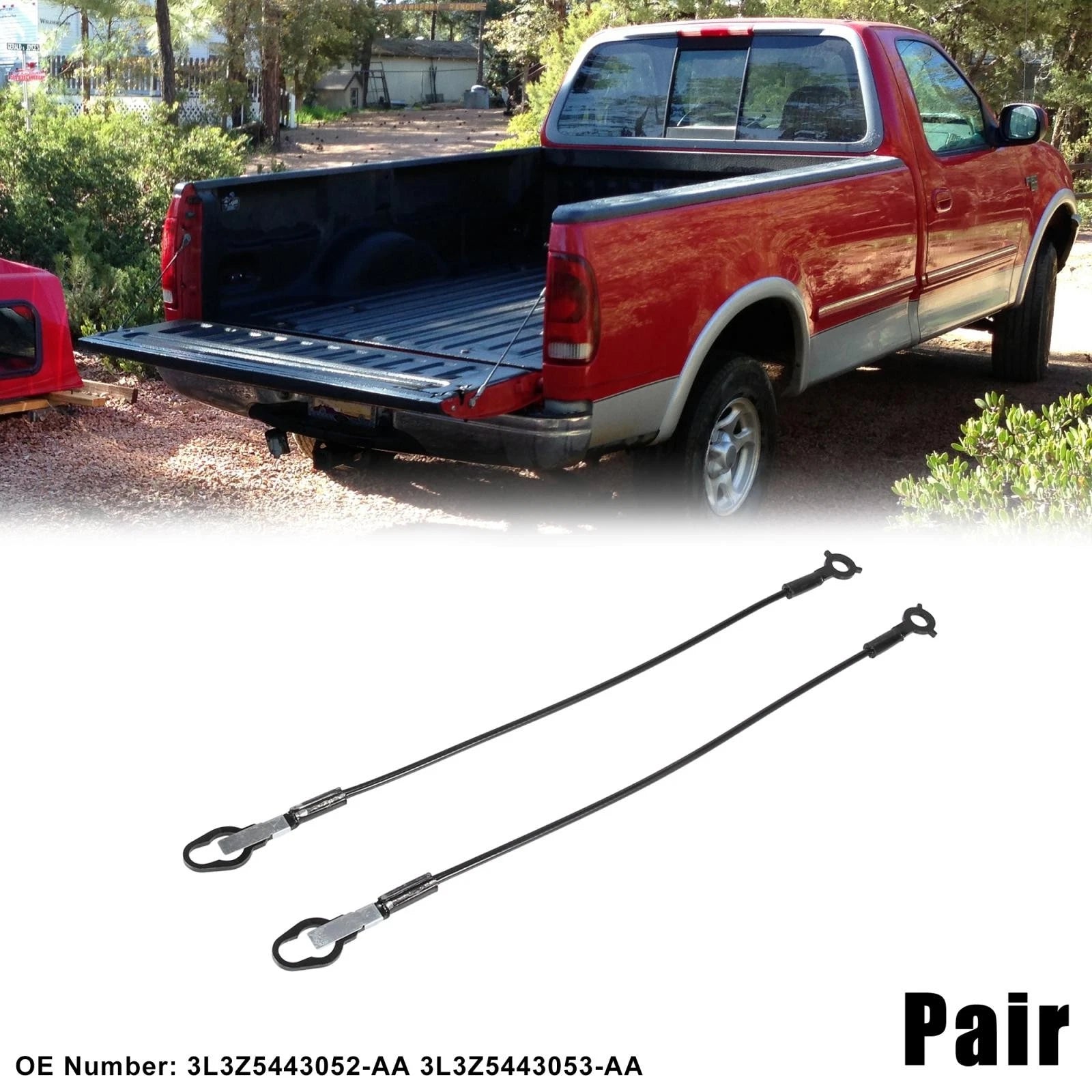 Pair Rear Tailgate Cables for Ford F250 F350 F450 F550 (2003–2012)