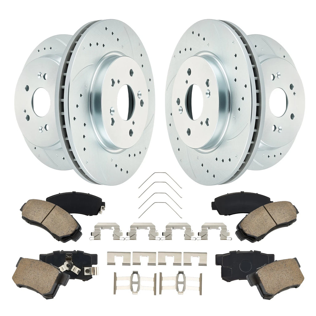 Front & Rear Drilled Rotors Ceramic Brake Pads for 2012-2016 Honda CR-V