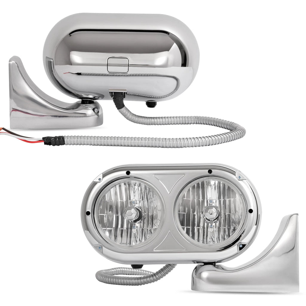 Pair Aluminum Clear Headlights for Peterbilt 379/389 (2000–2023)