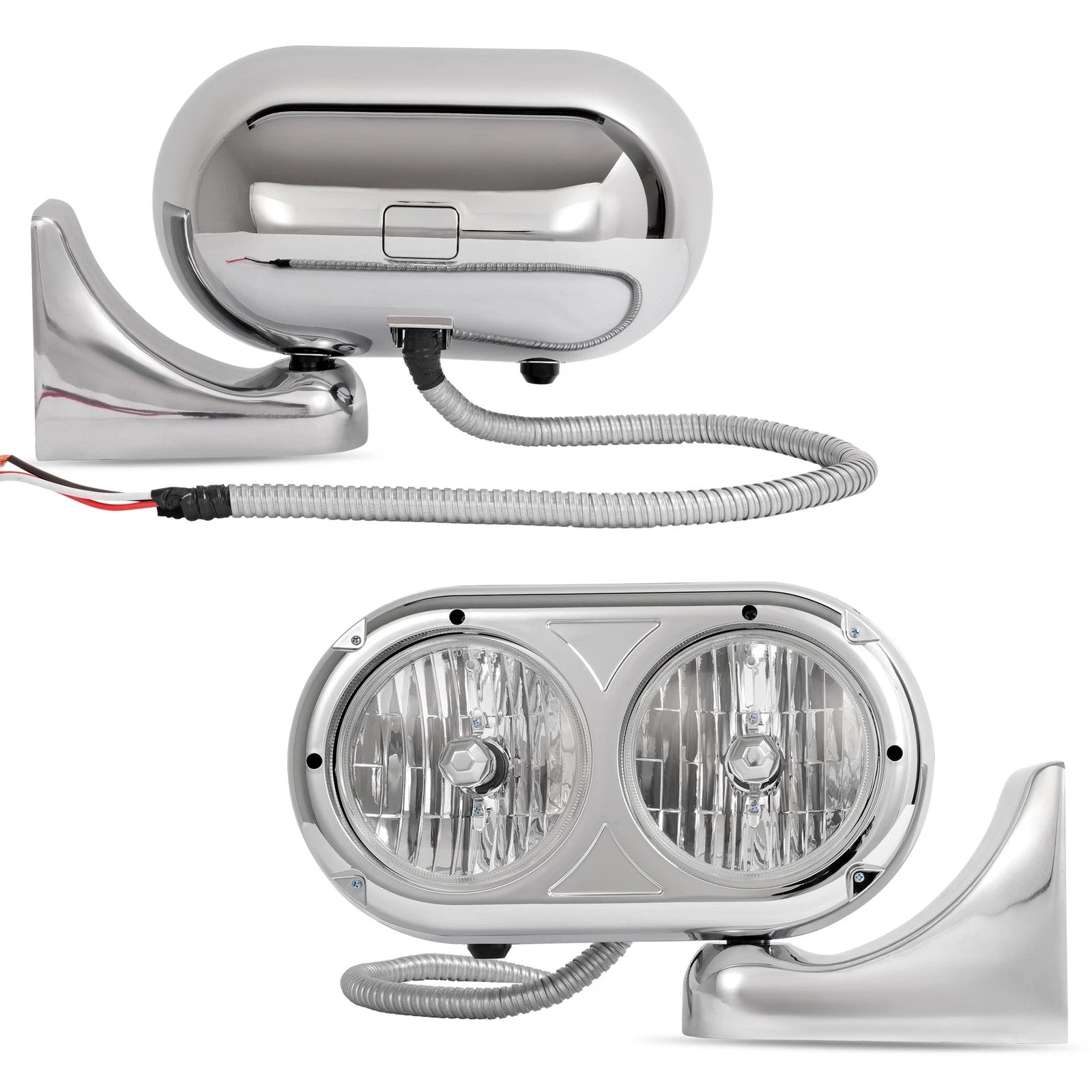 Pair Aluminum Clear Headlights for Peterbilt 379/389 (2000–2023)