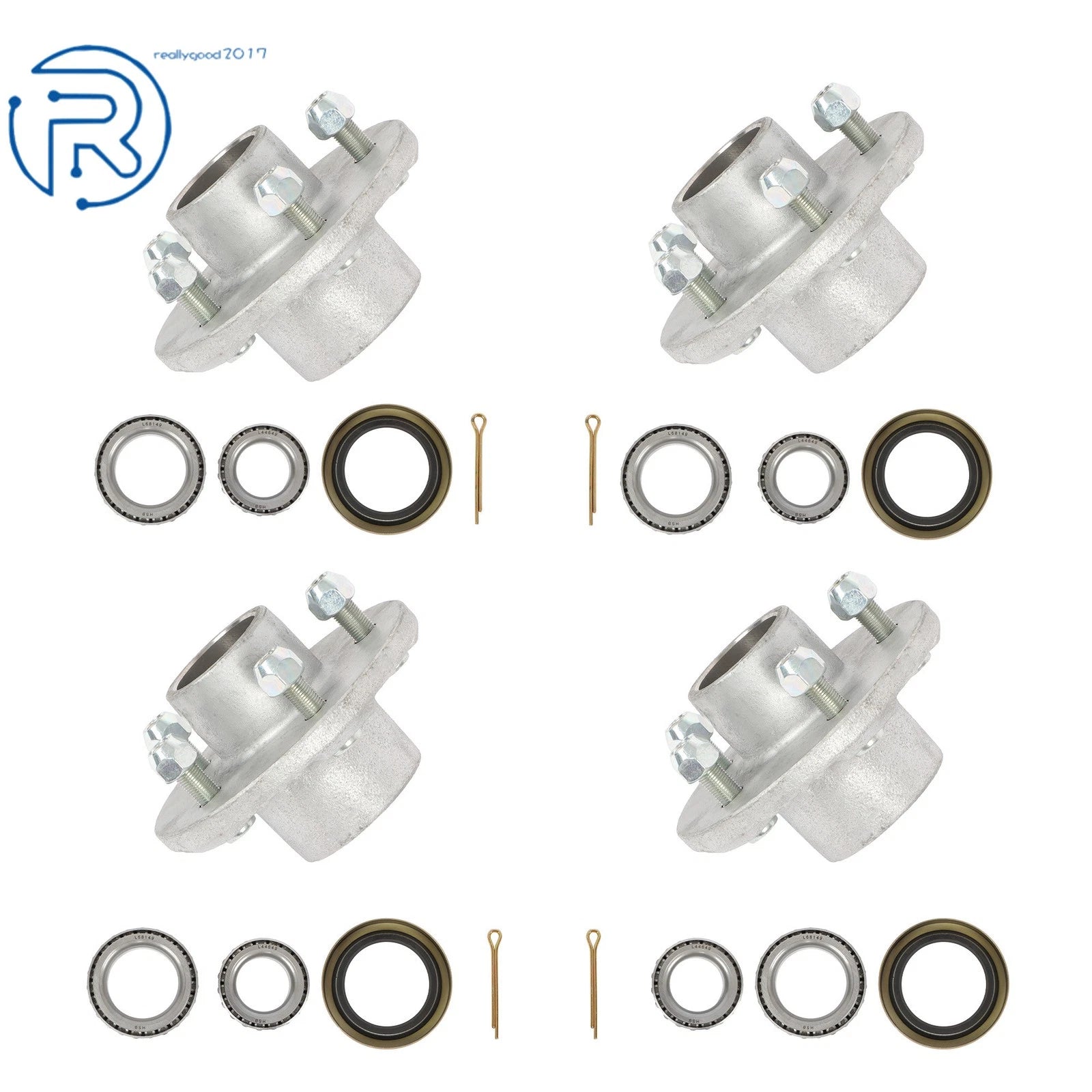 Set of 4 Trailer Hub Kits for 3500 lbs Axles (5 on 4.5")