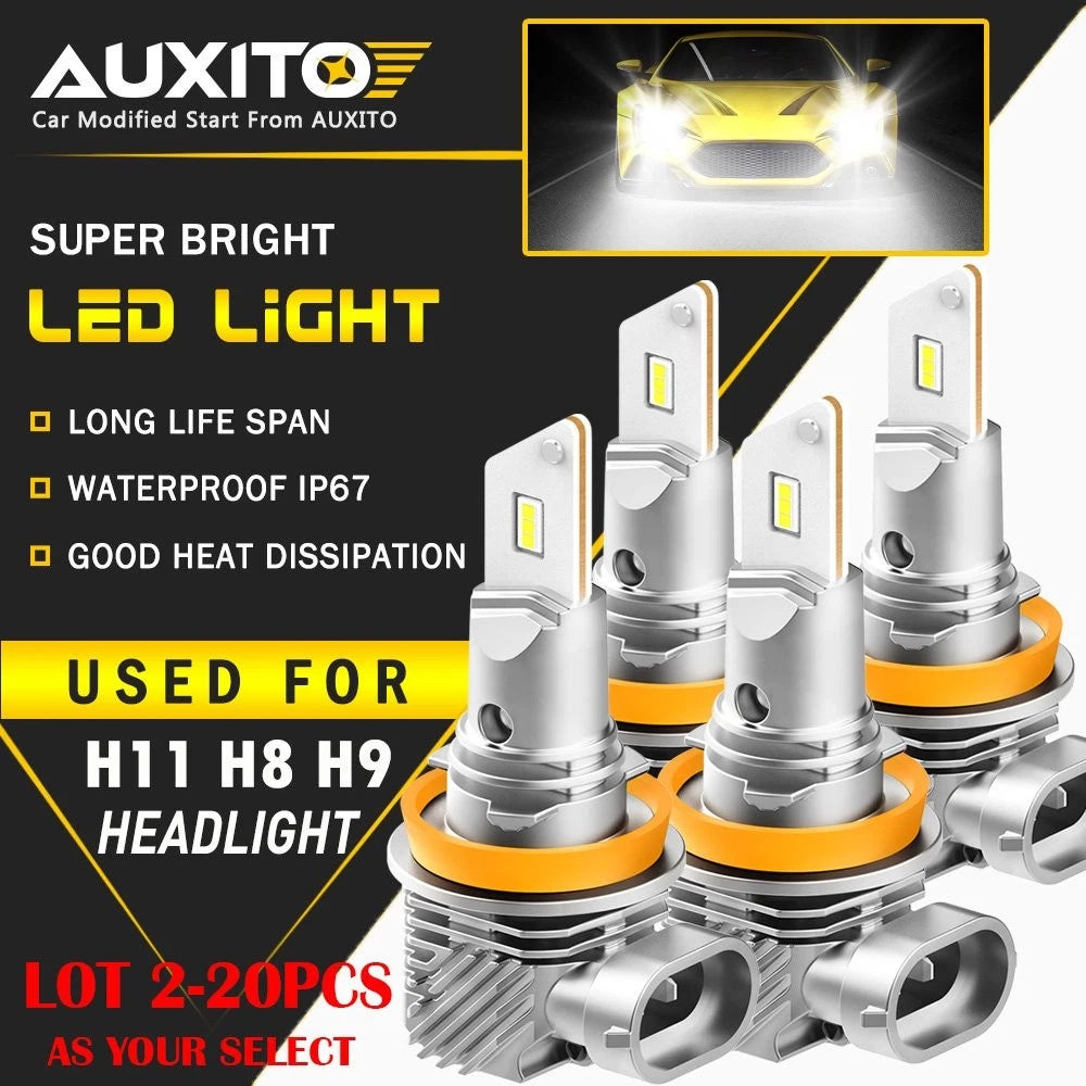 2X H11 H8 LED Headlight Bulbs 6000K White Kit 30000LM