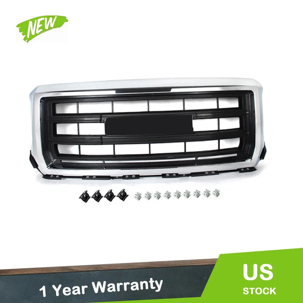 Front Bumper Grille for GMC Sierra 1500 SLT (2014–2015) Chrome Matte Black