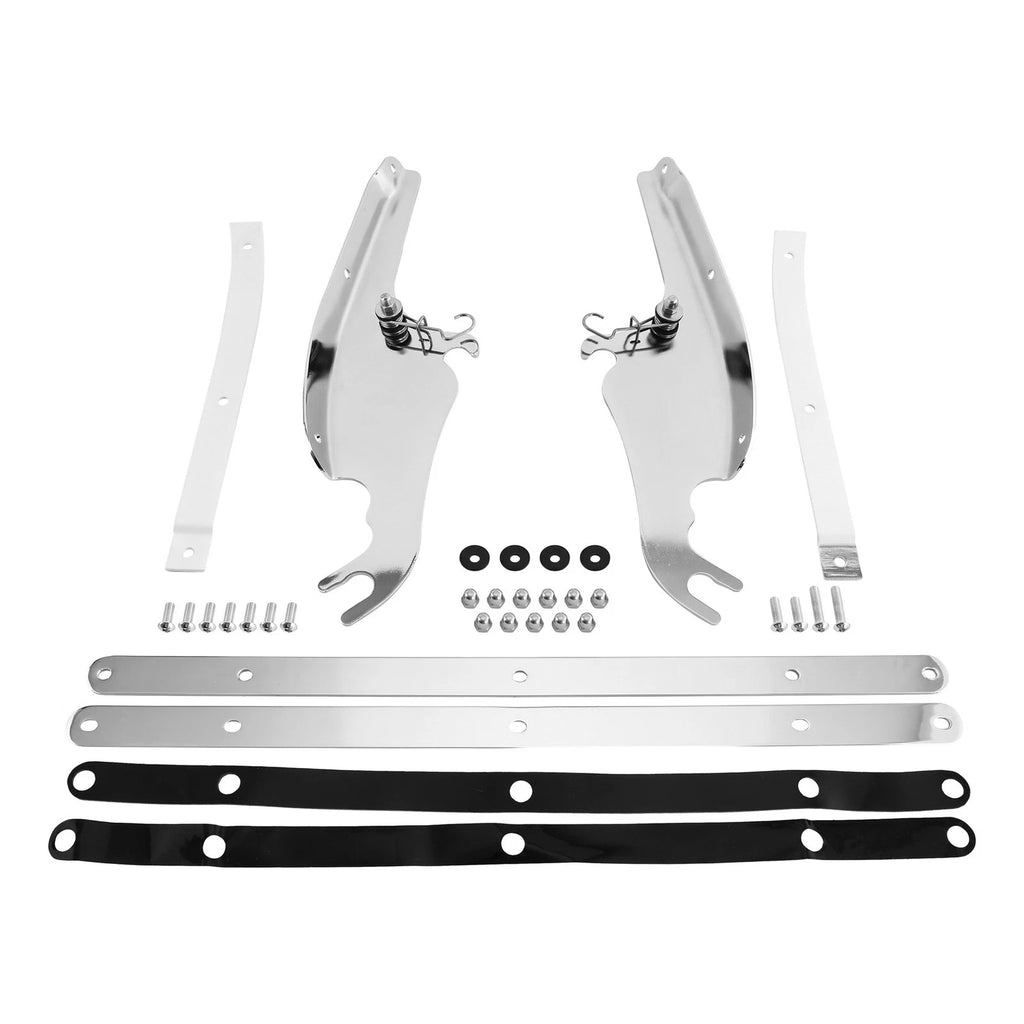 Chrome/Black Windshield Mount Bracket for Harley Softail Fatboy (2000–2017)