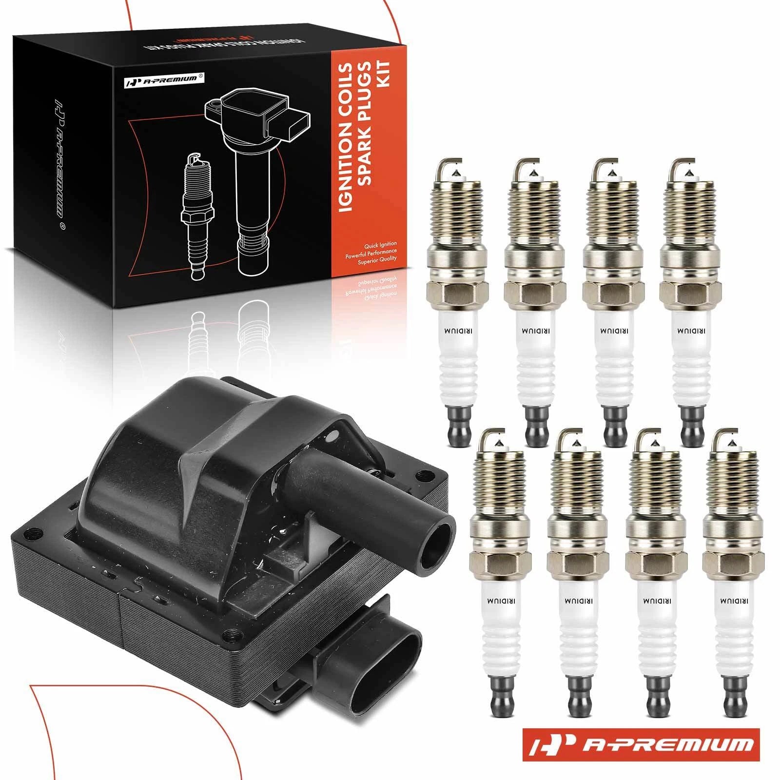 1x Ignition Coil & 8x Iridium Spark Plugs for Chevy Impala (2000â2020)