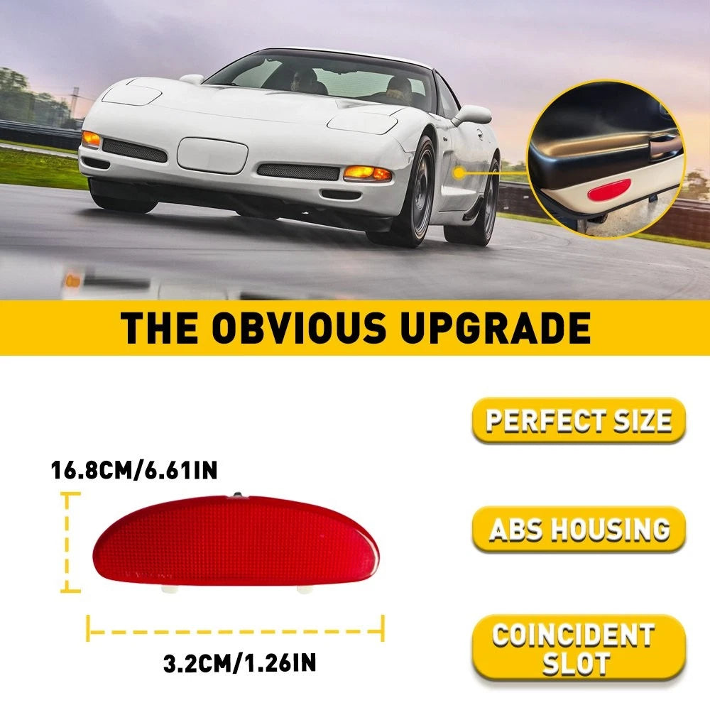 Inner Door Panel Plate Reflector Light Red Cap for Chevrolet Corvette (1997–2004)