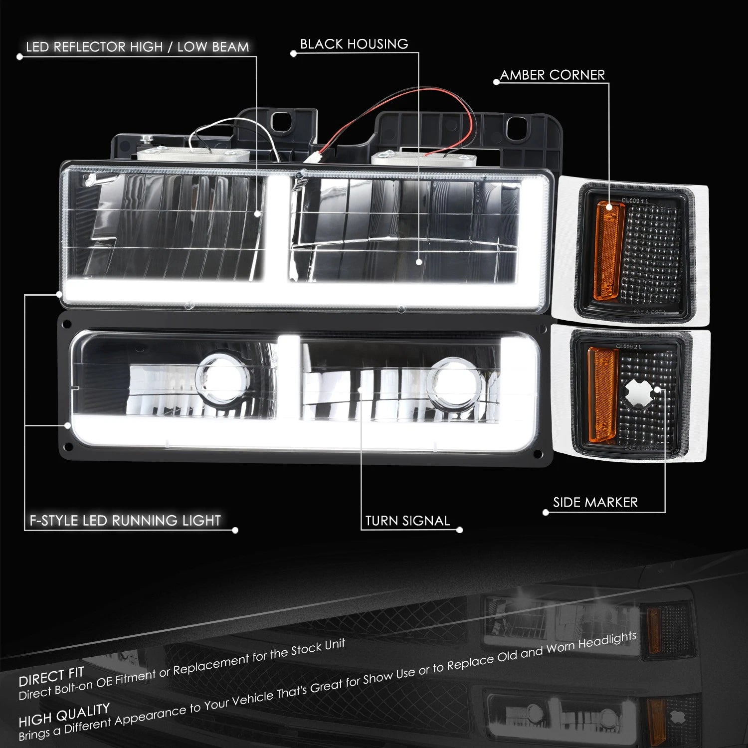 LED Headlight, Bumper Signal & Corner Lamps for Chevy C/K (1994–2000)